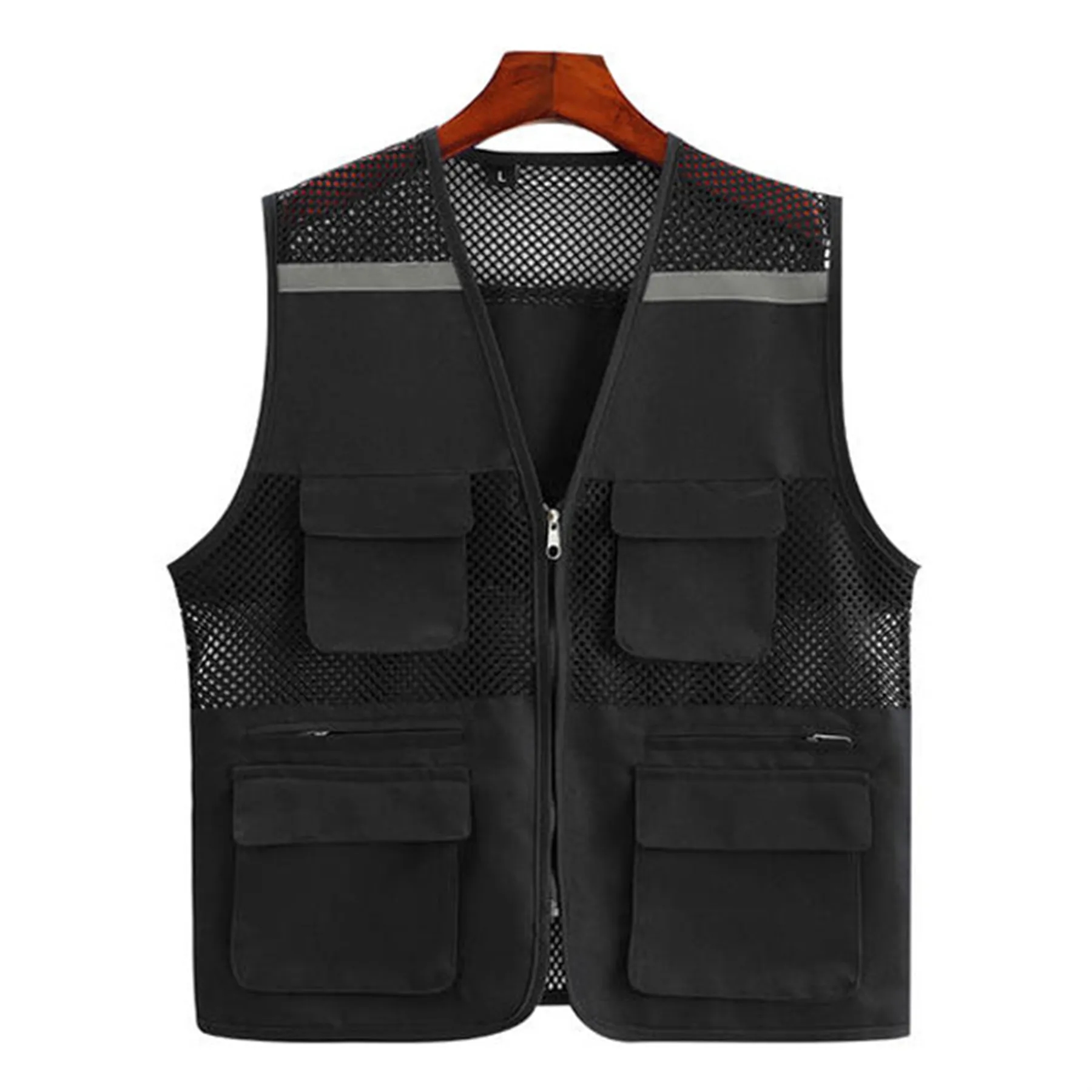 Reflective Safety Vest with Pockets and Zipper 11