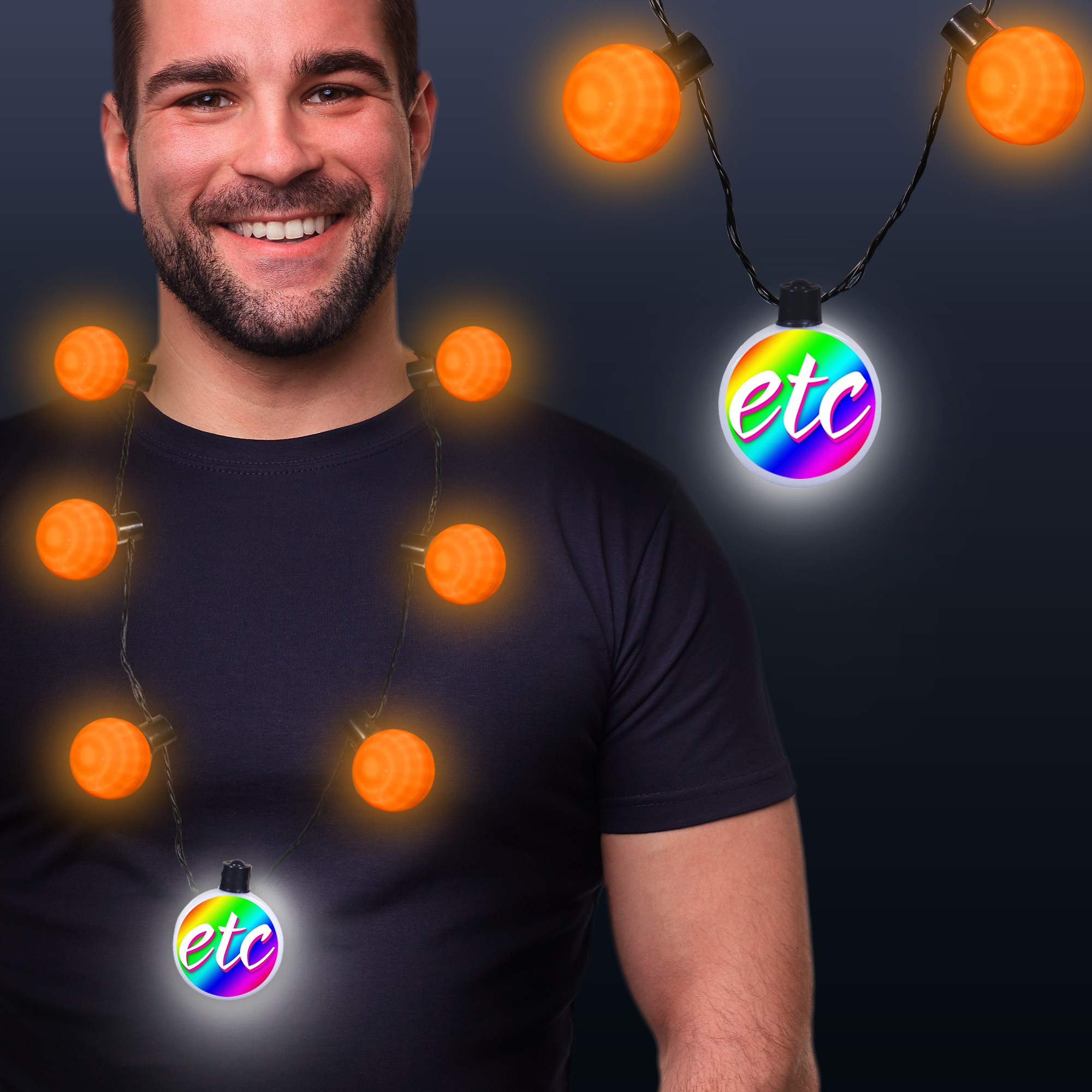 Orange LED Medallion Ball Necklace(Digi-Print)