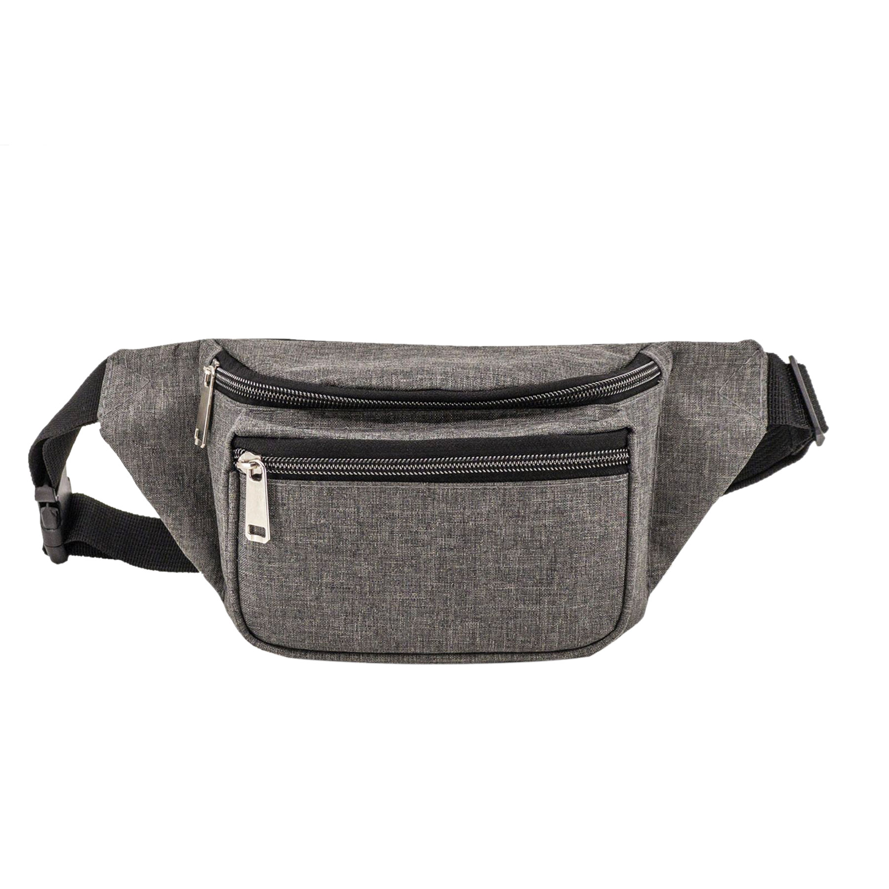 300D Heathered 3-Zipper Fanny Pack Bag 5