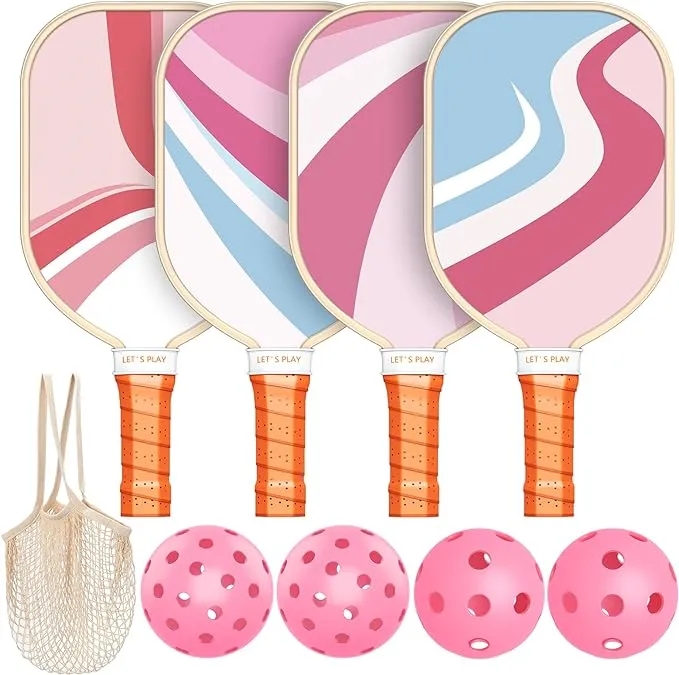 Premium Wooden pickleball racket set 4