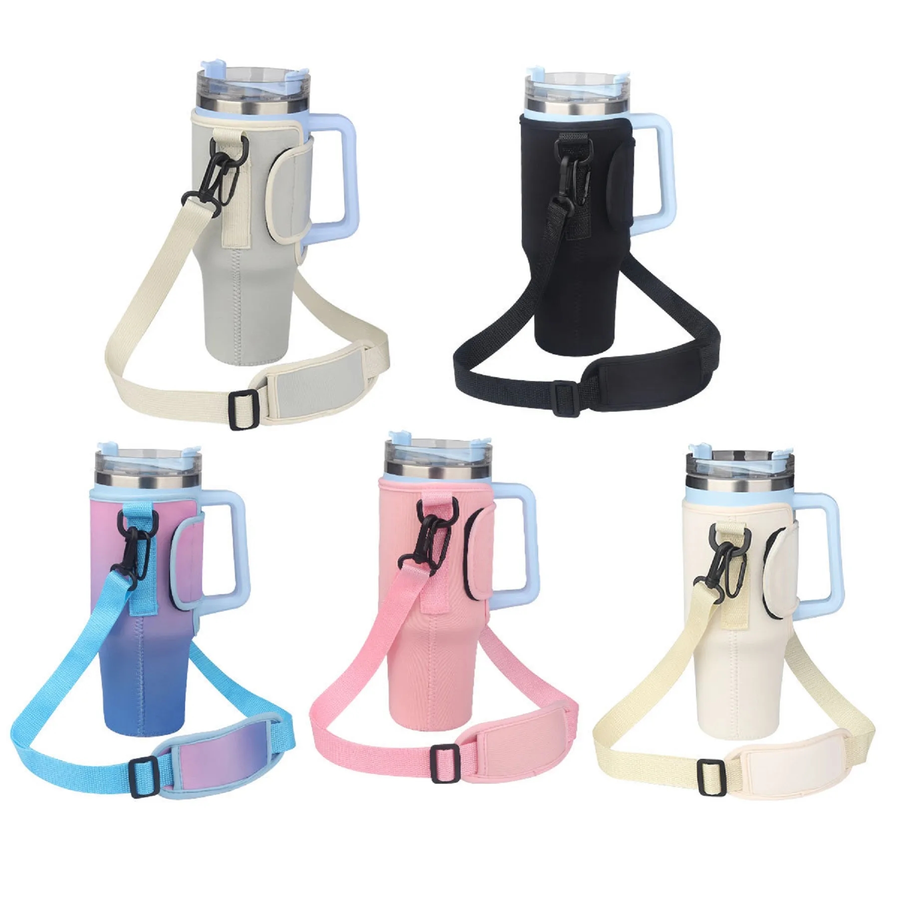 40 Oz. Adjustable Shoulder Strap Tumbler Sleeve Carrier Bag 1