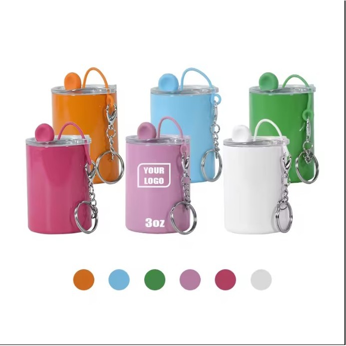 3oz Stainless Steel Tumbler Shot Glass With Keychains 2