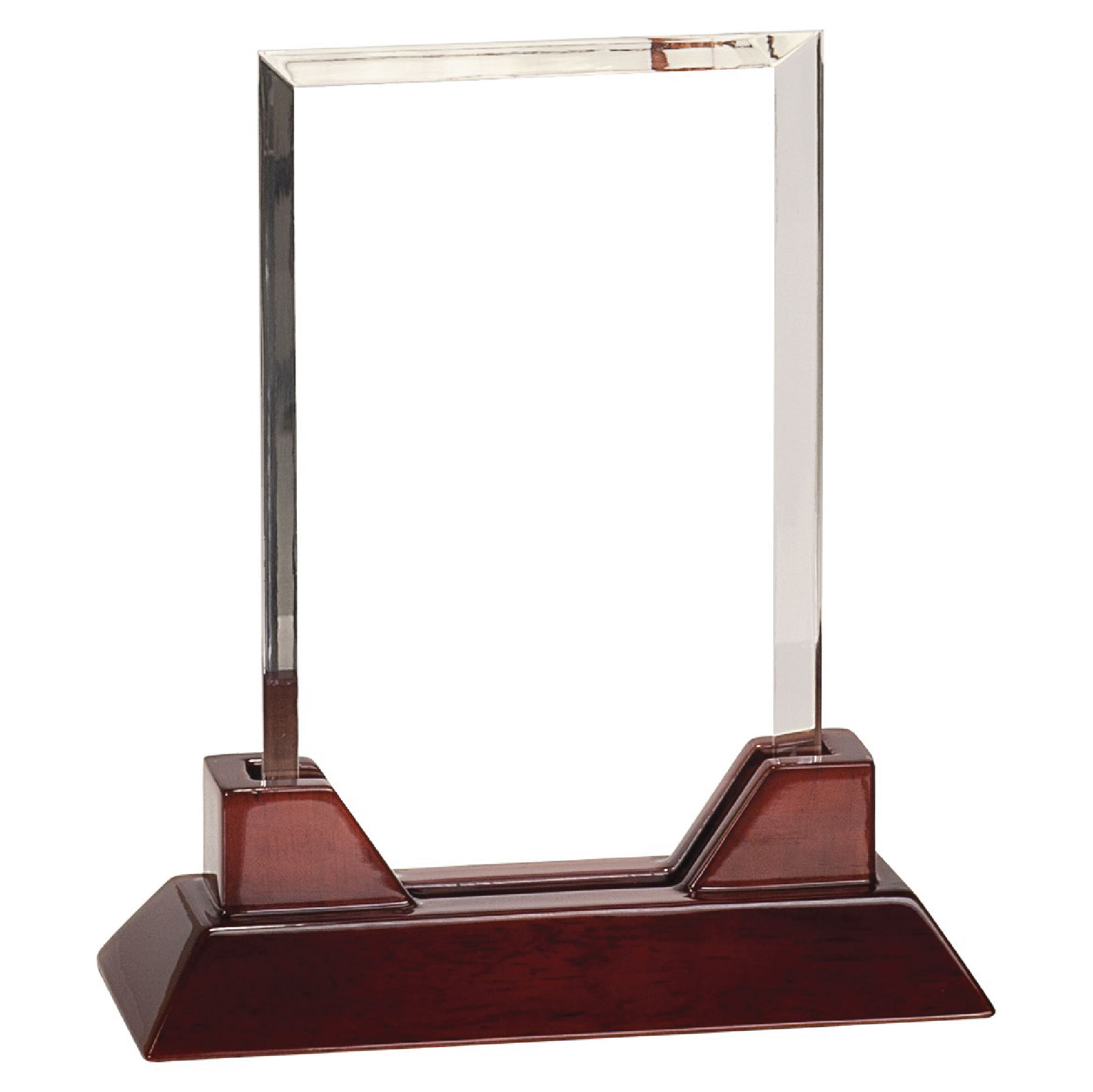9" Rectangle Prestige Acrylic Award w/ Rosewood Piano Finish Base 3