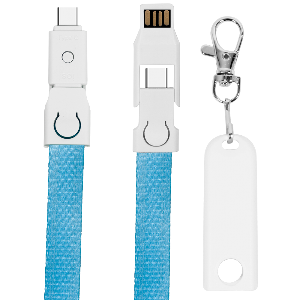 Justine Street 900cm Lanyard 4in1 Charging Cable w/ USB Tip and Type C