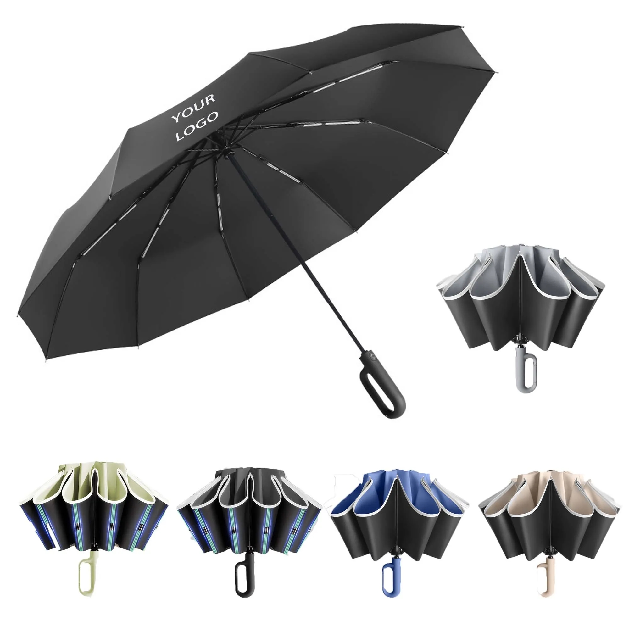 Buckle Design Foldable Reverse Umbrella 4