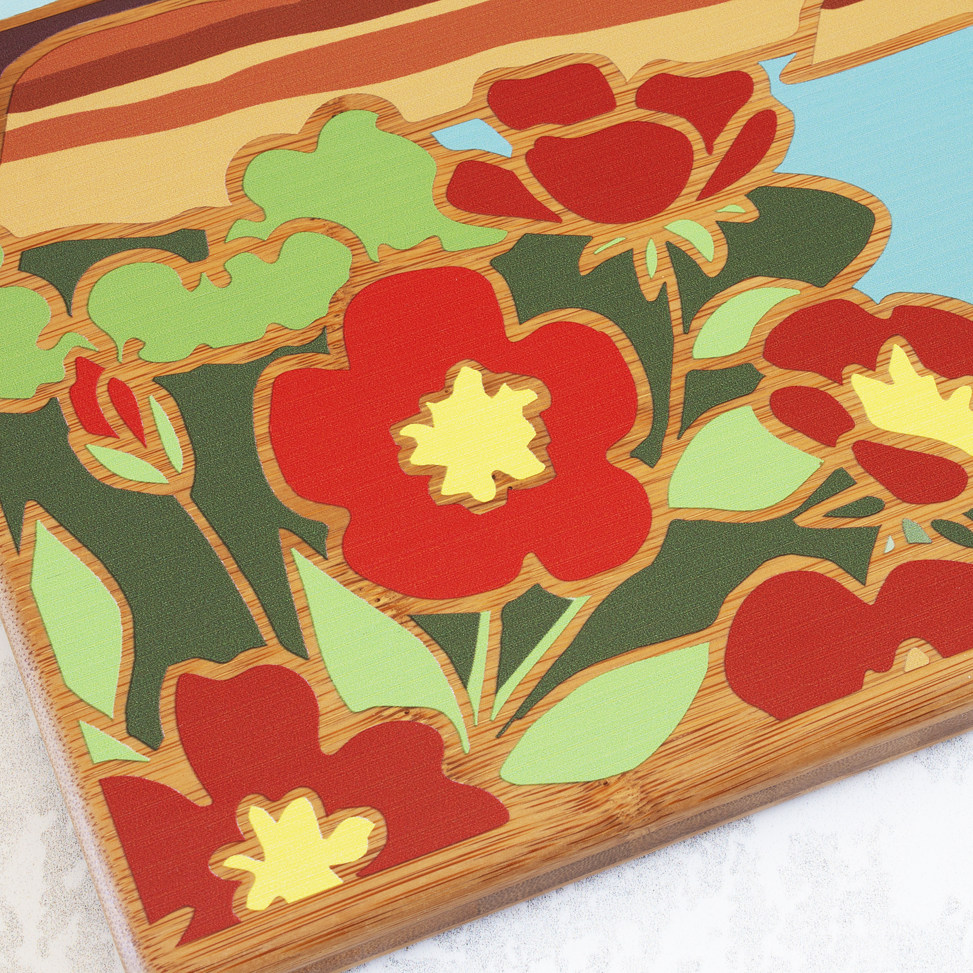 North Dakota State Shaped Serving and Cutting Board with Artwork by Summer Stokes 3