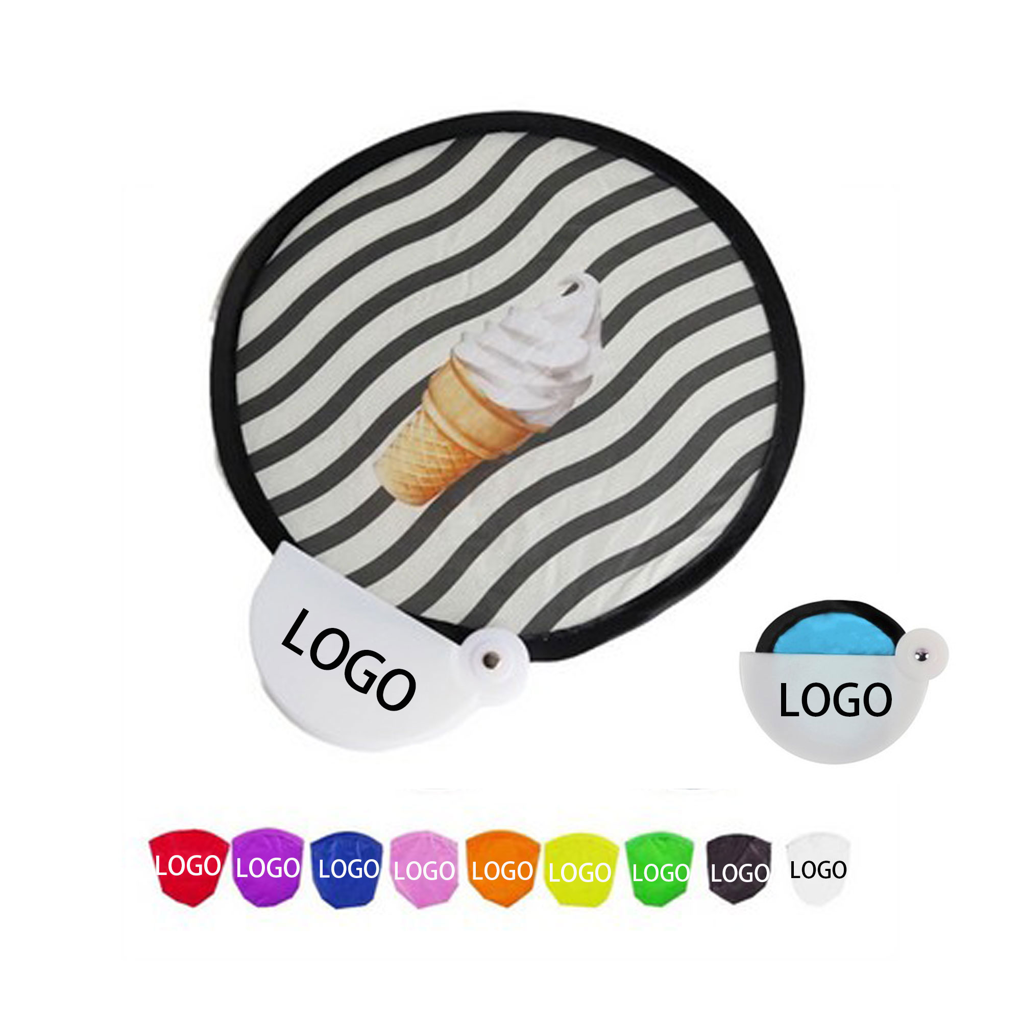 Portable Promotional Foldable Fan W/ Pouch 2