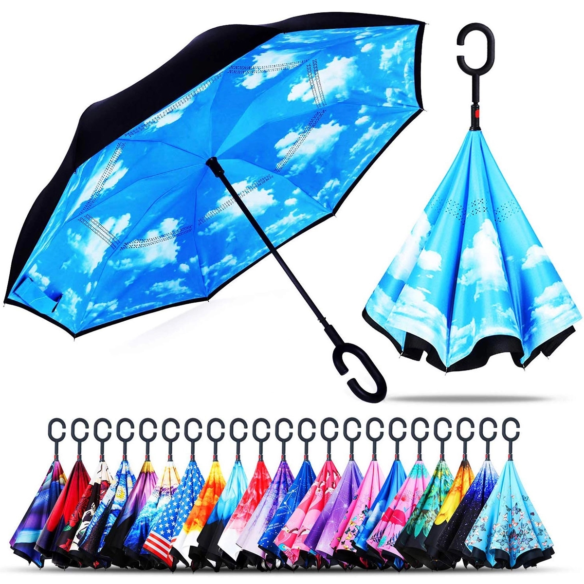 Reverse Umbrellas With C-Shaped Handle 5