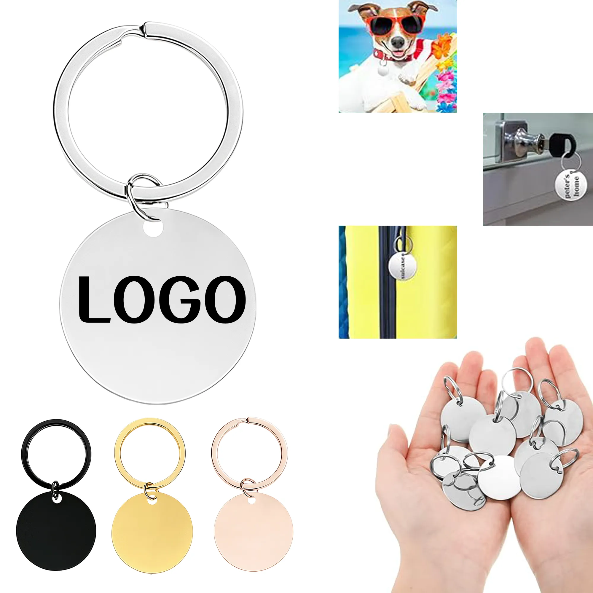 Steel Stainless Blank Tags Stamping Round Keychain 6
