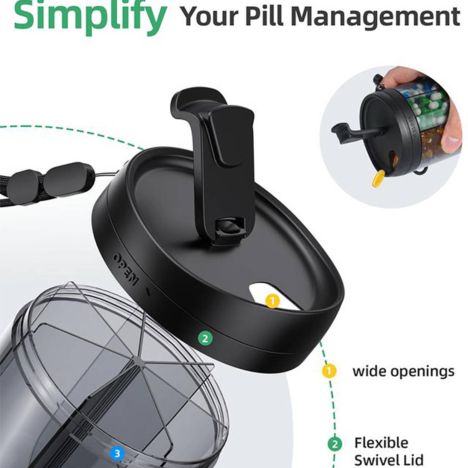 Multi Compartment Travel Portable Pill Dispenser 6