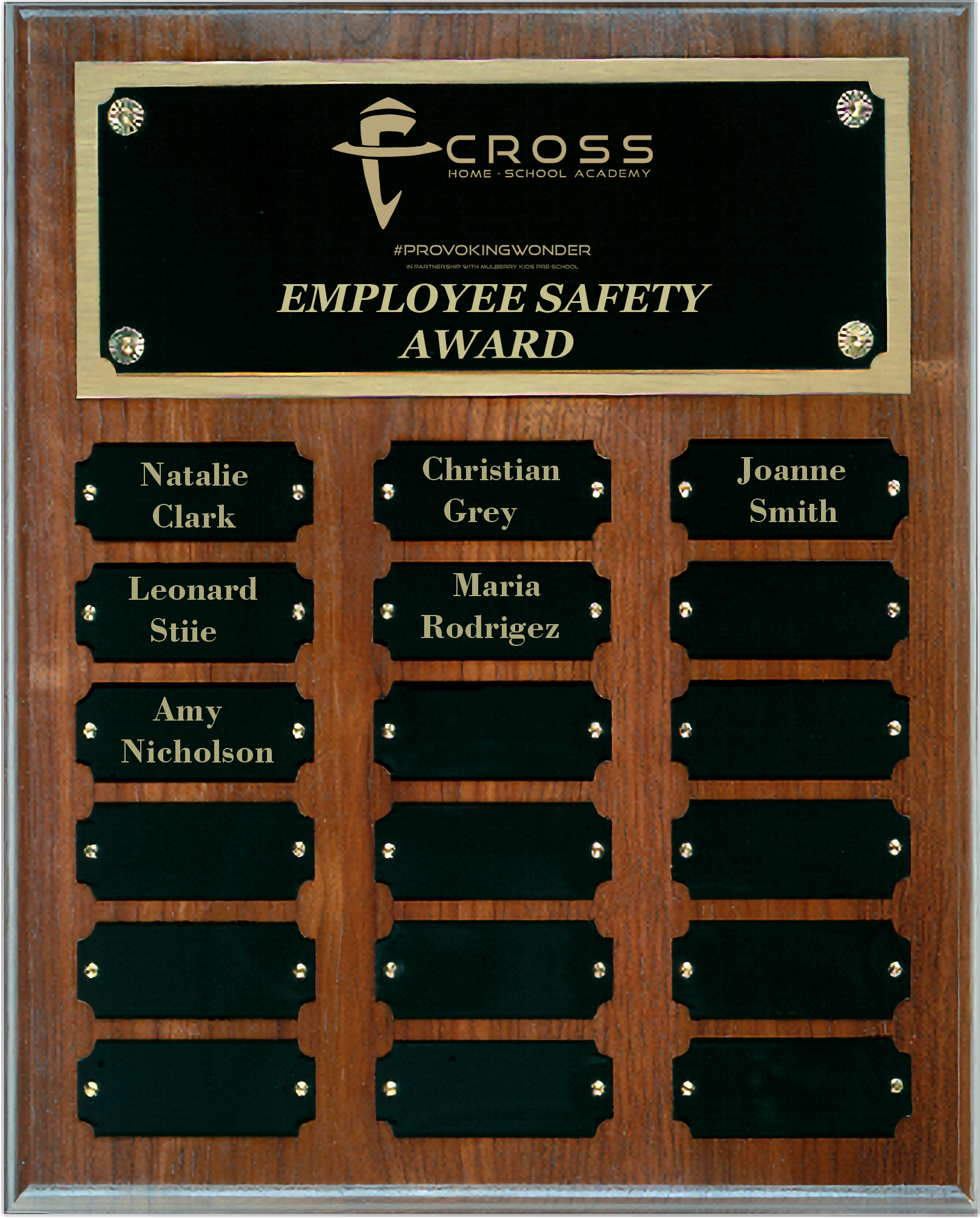 Step Edge Genuine Walnut 18 Plate Perpetual Plaque (10.5" x 13") 5