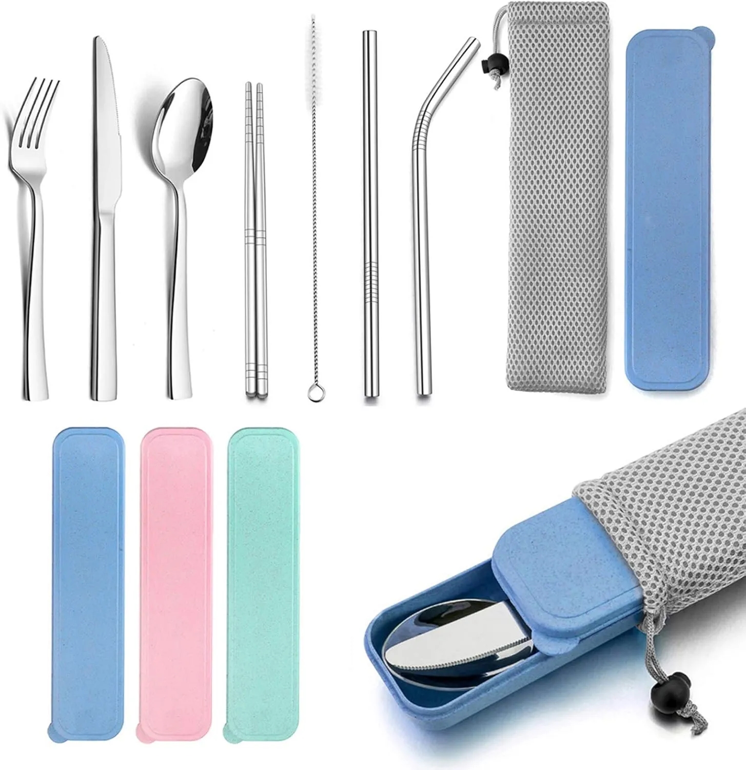 Portable Tableware Travel Utensils with Case 7