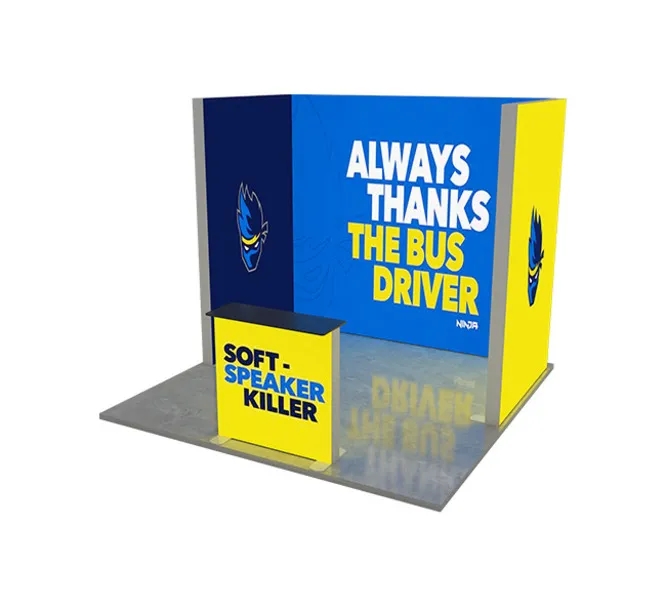 10ft Backlit Trade Show Display – LED Backwall Display with Counter & Storage 3