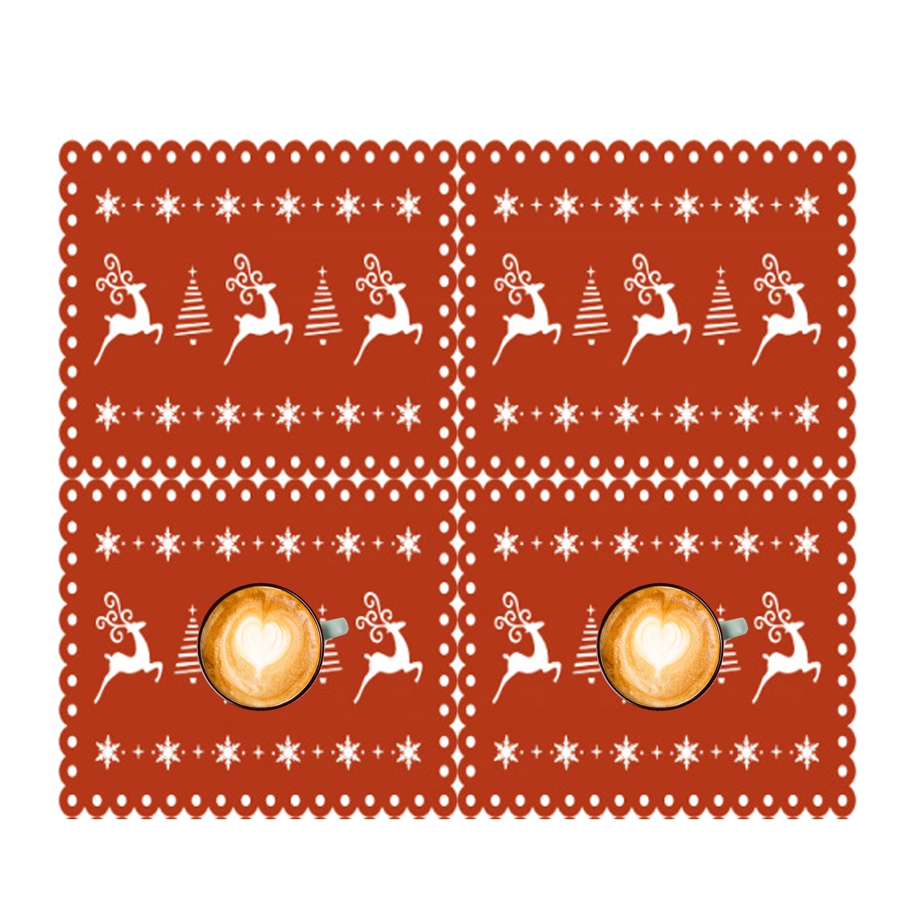 Christmas Felt Guest Mat Coaster Set 2
