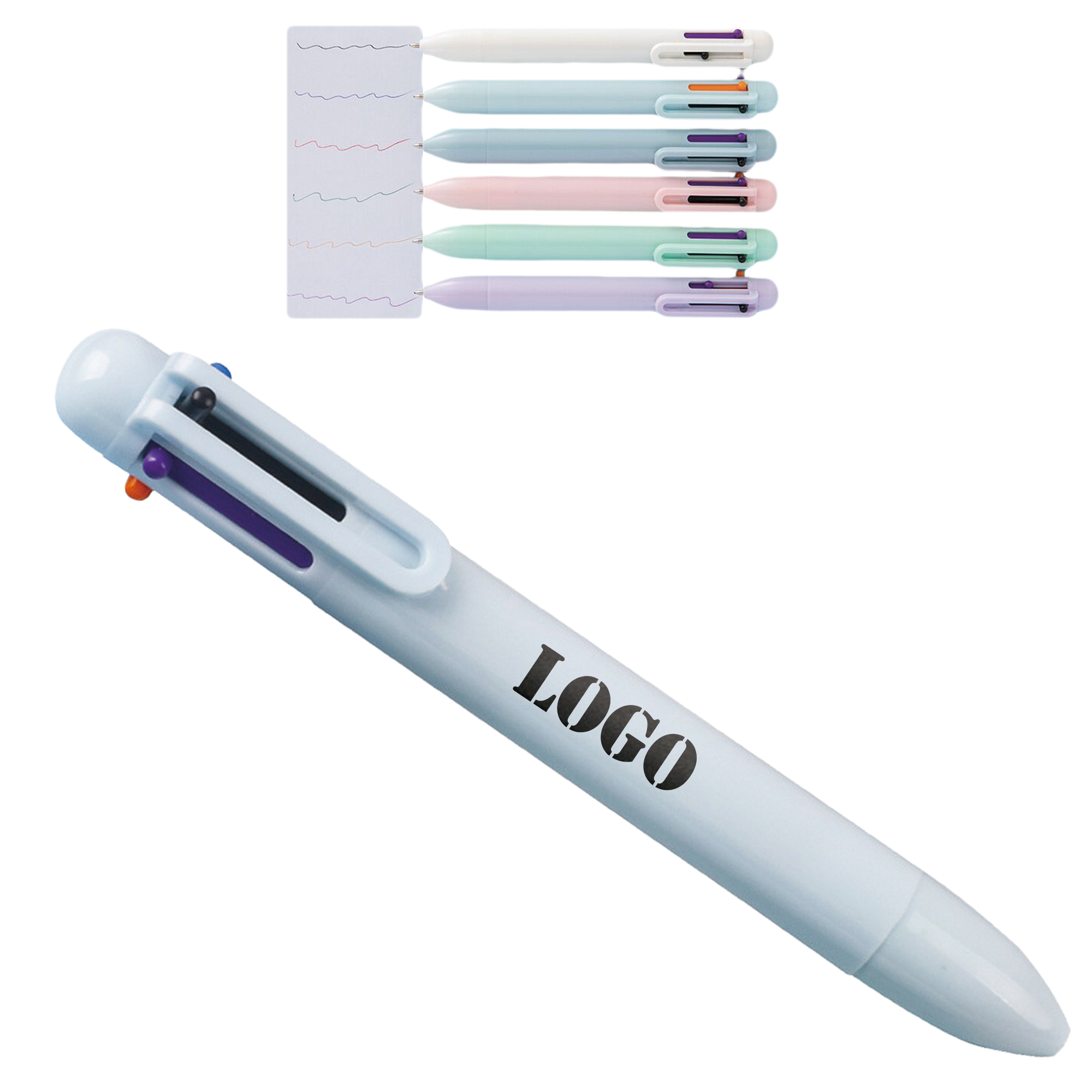Retractable 6 In 1 Multicolor Ballpoint Pens 2