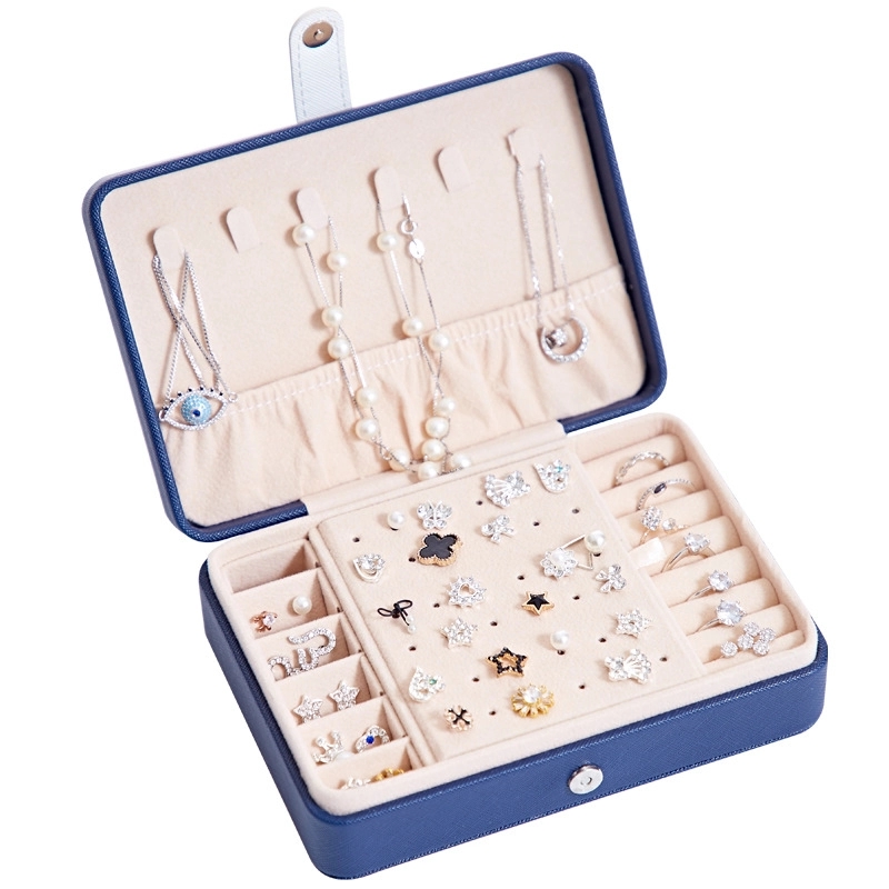 Portable Travel Jewelry Organizer Box with Mirror / Hook 14