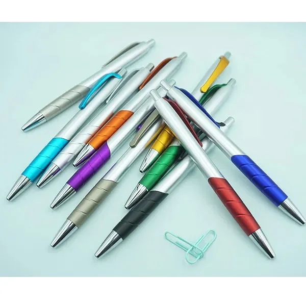 Promotional Silver Barrel Plastic Ballpoint Pen 5