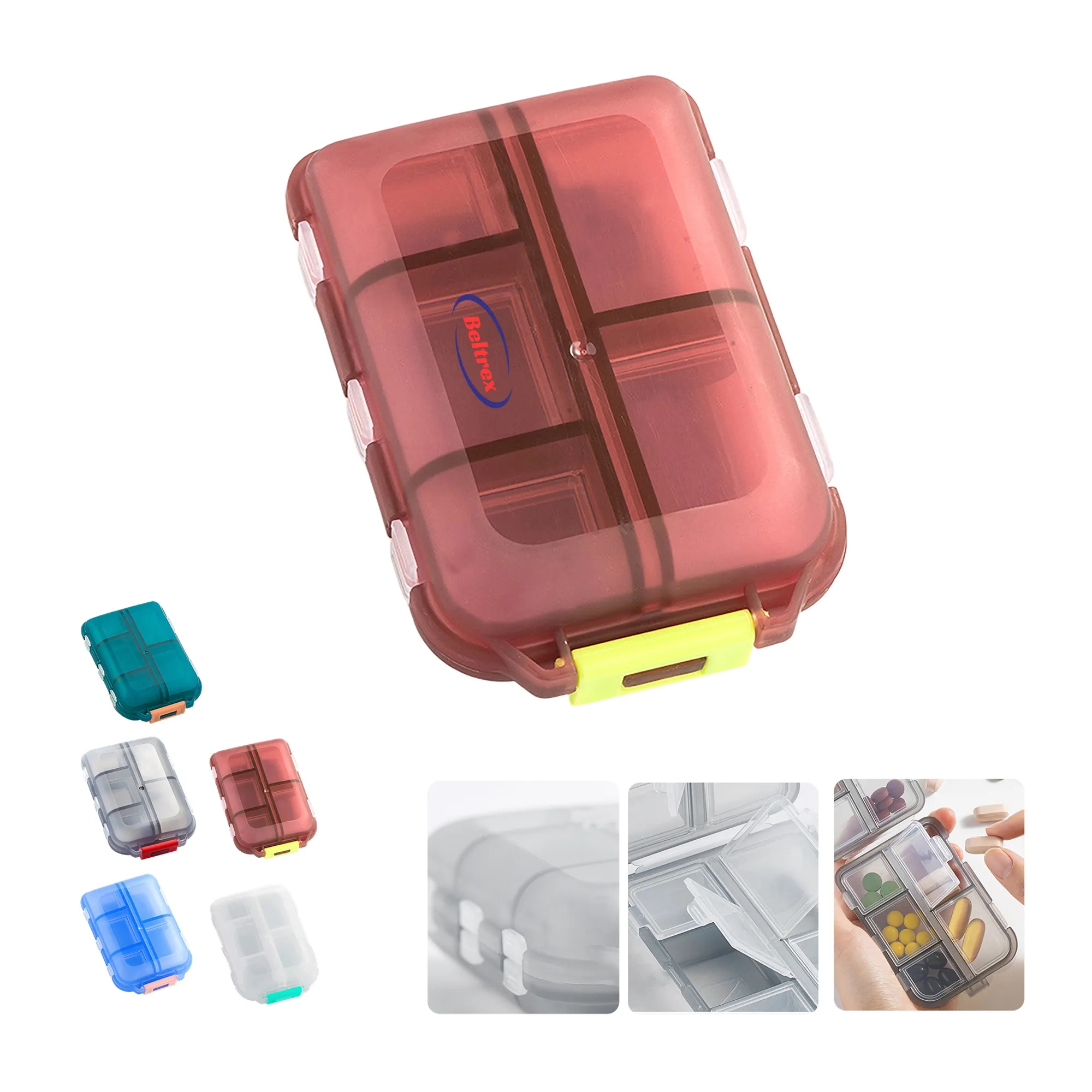 Travel Pill Organizer with Individual Moisture Lids 3