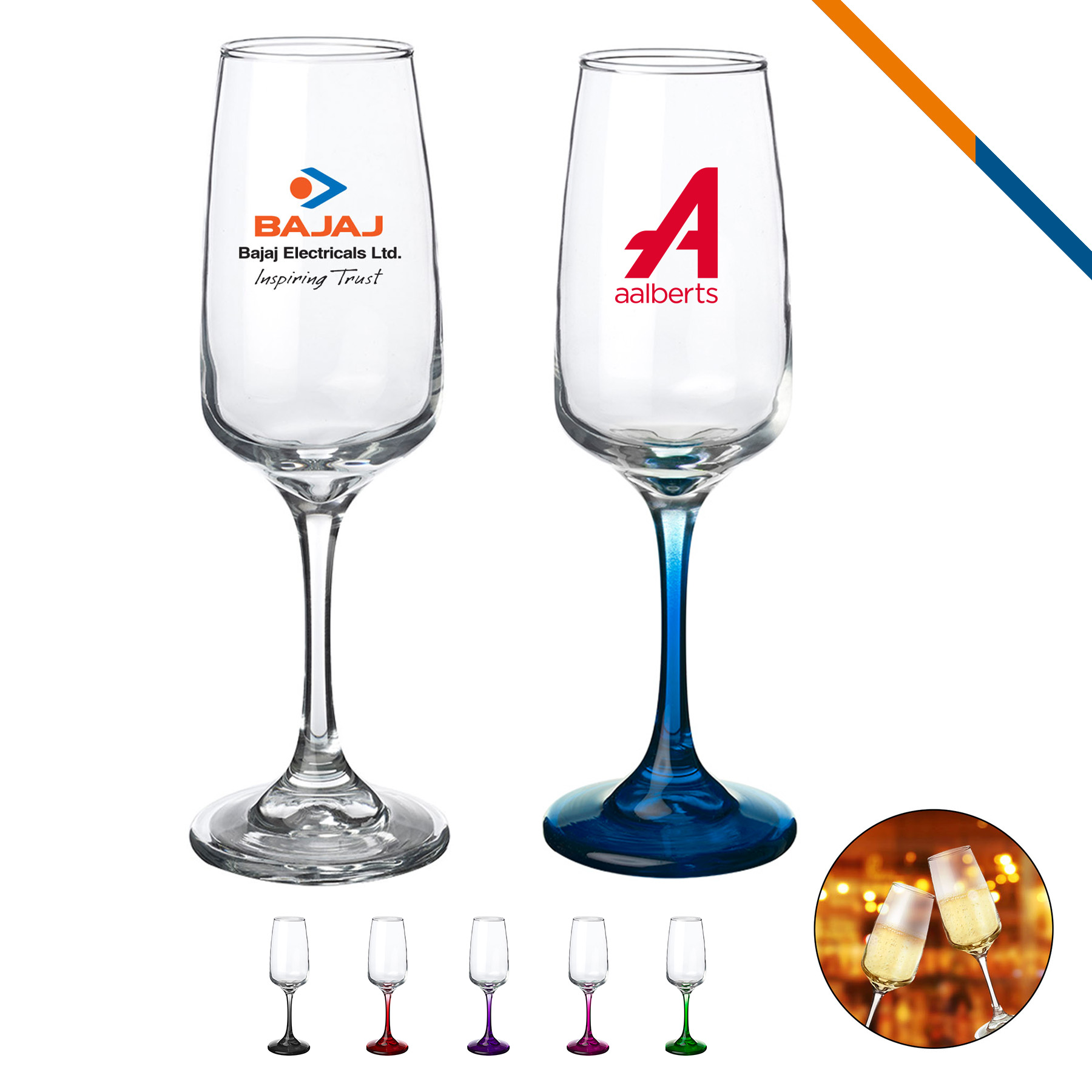 Elegant Champagne Flutes - 7 OZ. 1