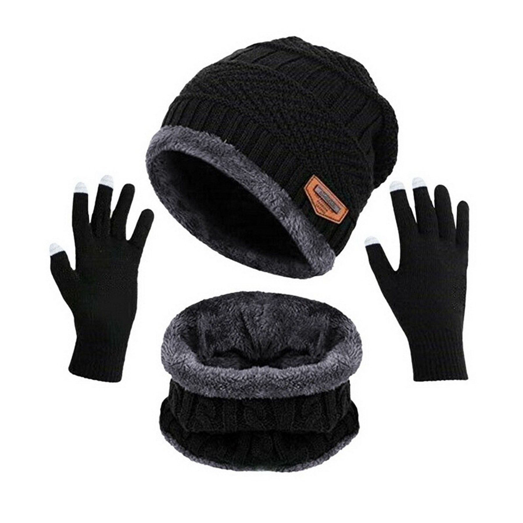 Winter Hat Scarf Touch Screen Gloves Set 2