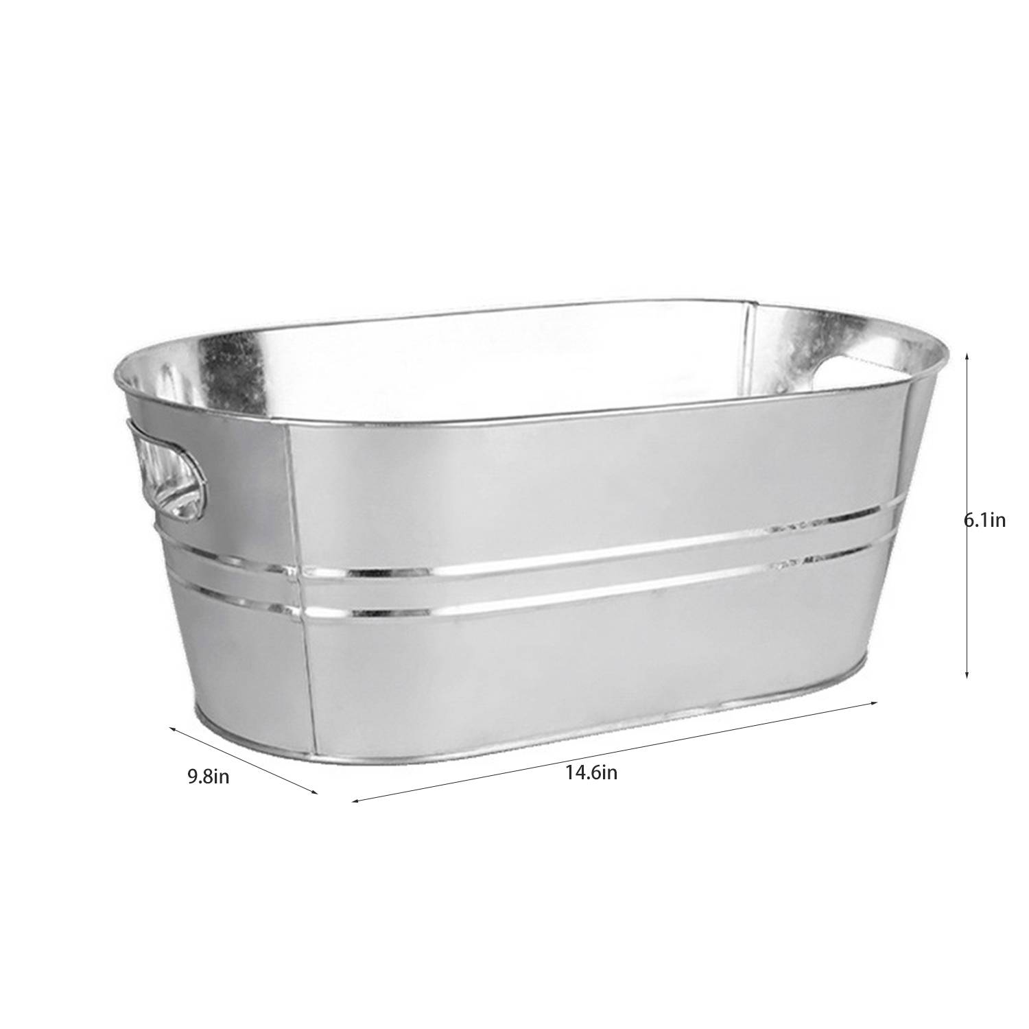 15L Galvanized Stainless Steel Oval Beverage Tub 3