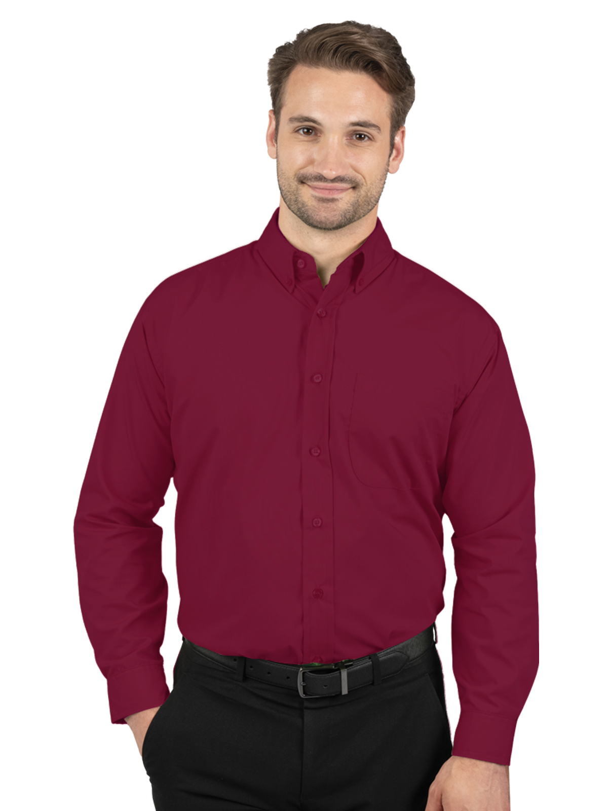 Blue Generation - Men's 1-Pocket Matching Buttons Poplin Shirt 7