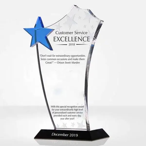 Crystal Blue Star Sail Award Plaque 6
