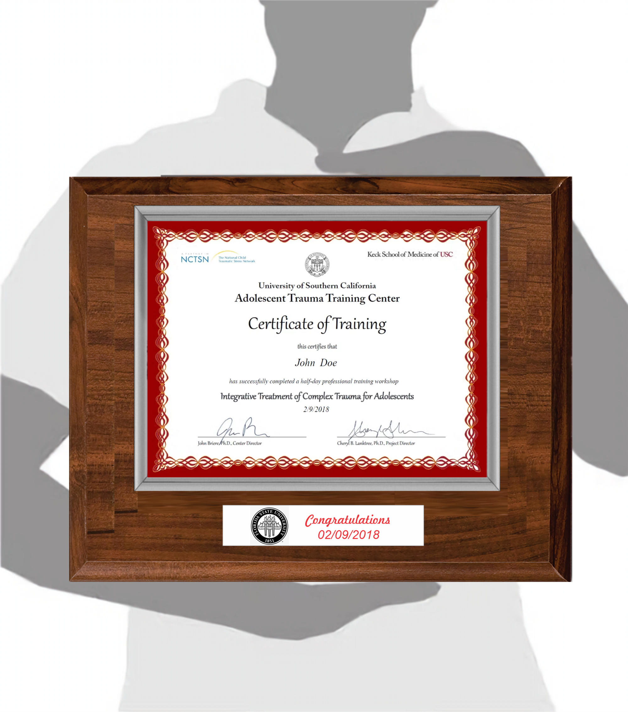 Cherry Finish Certificate Plaque 12