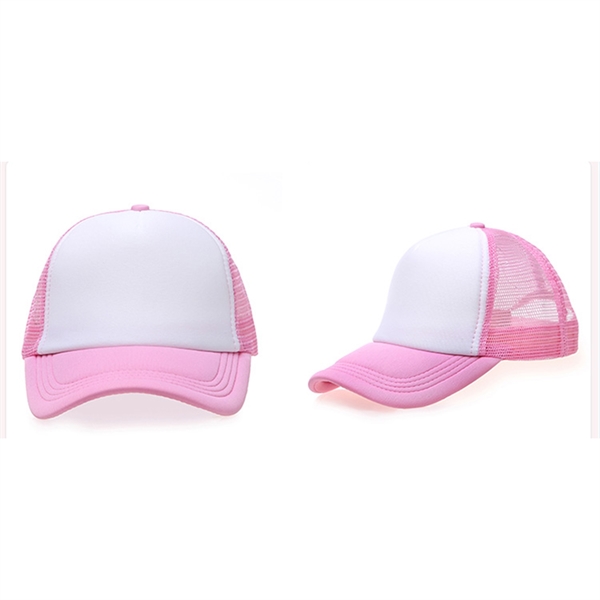 Stock 2-Tone Polyester 5 Panel Mesh Back Cap, Double Row 16
