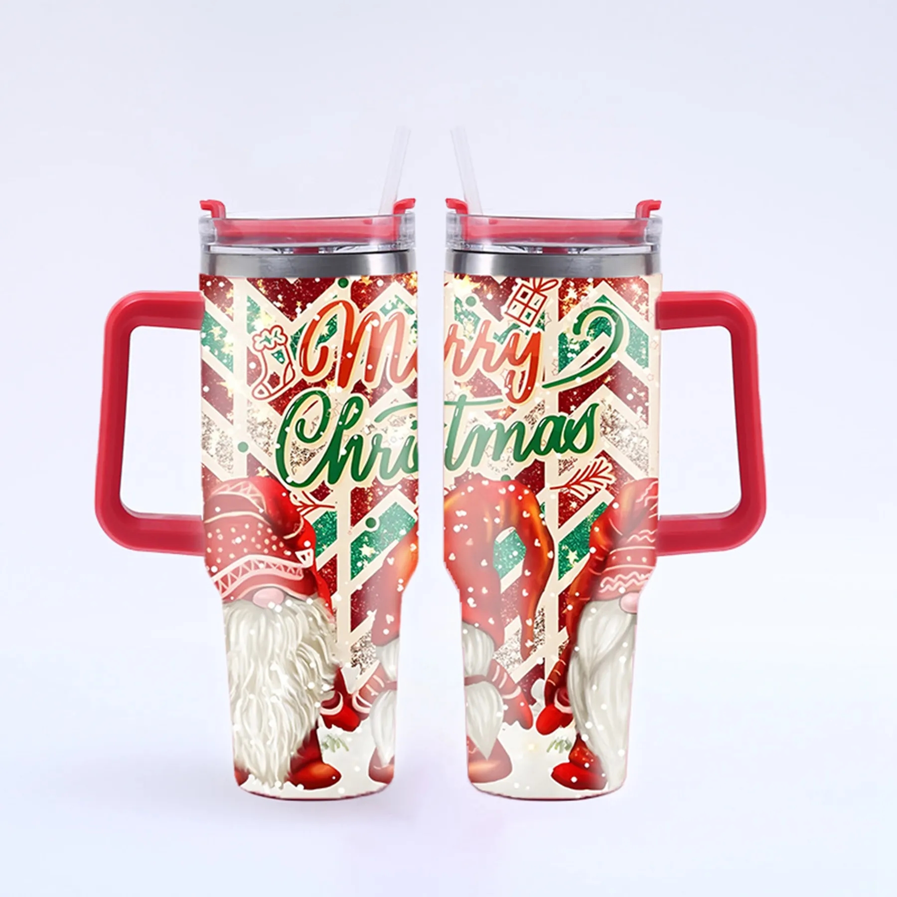 40 Oz. Christmas Theme Vacuum Tumbler with Lid and Straw 32