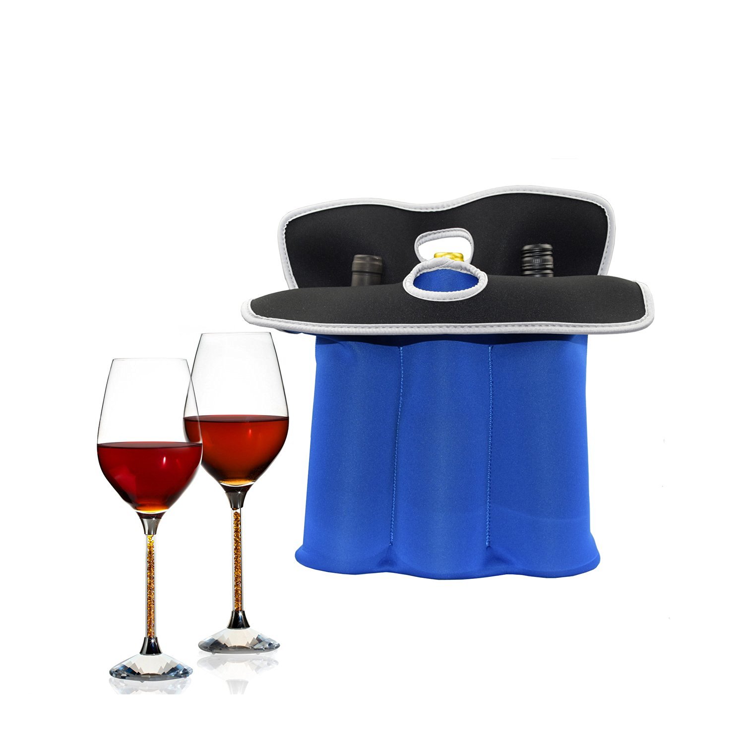 iBank ® 3-Bottle Neoprene Wine Carrier Tote Bag, Bottle Holder 2