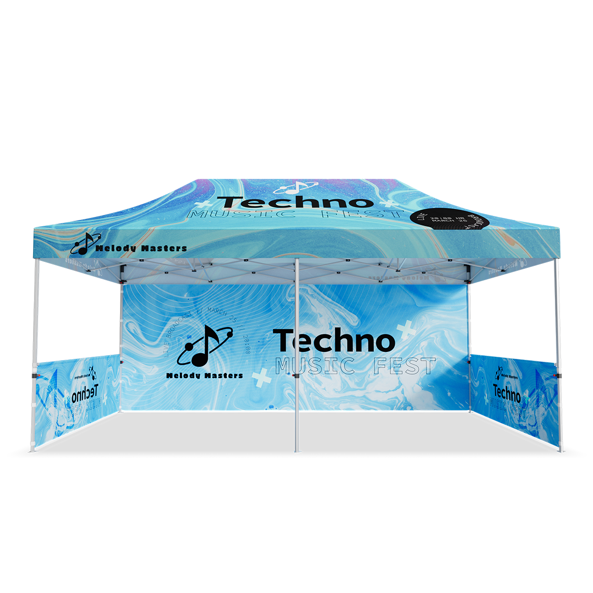 10'x20' Standard Hex Aluminum Frame Tent Kit w/Rear Wall & 2 Half Side Walls 3