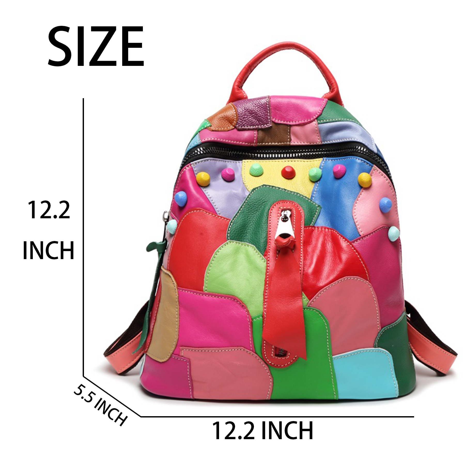 Genuine Leather Large capacity paneled backpack for women 3