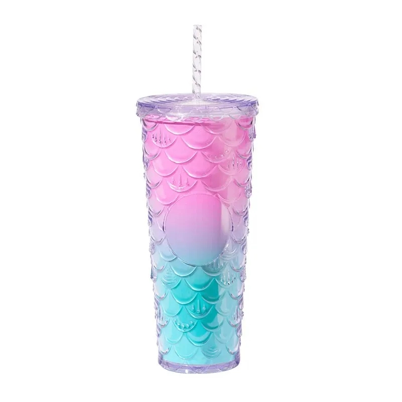 24oz Fish Scales Tumbler With Lids And Straws 4