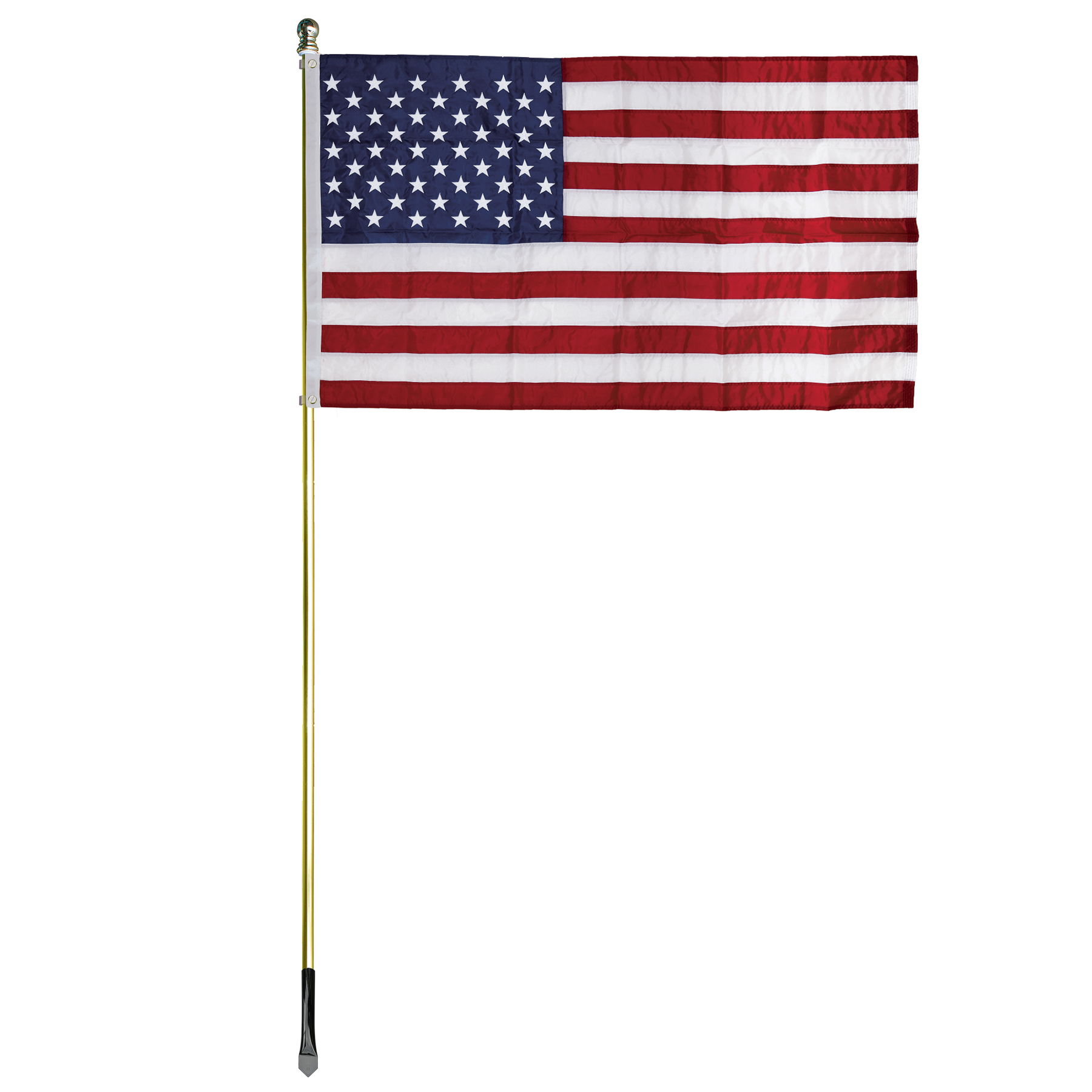 8' Gold Inground Economy Aluminum Display Pole w/ 3' x 5' Embroidered US Flag 3