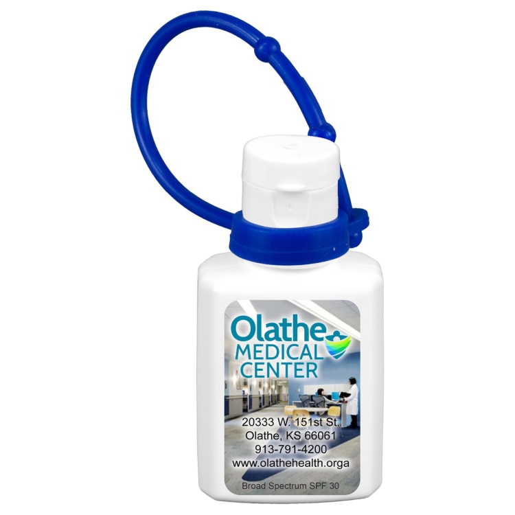 "SunFun Connect" .5 oz Broad Spectrum SPF 30 Sunscreen Lotion In Solid White Flip-Top Squeeze Bottle 9