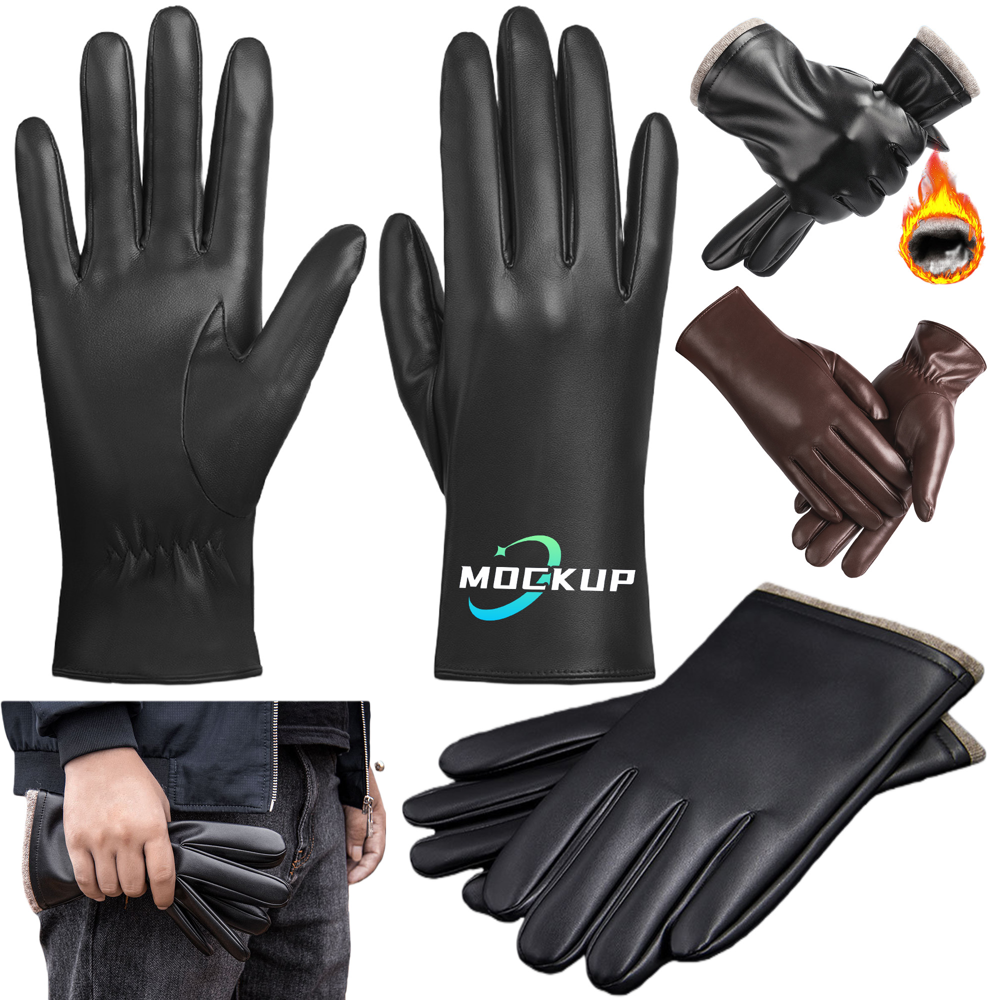 Warm Winter Leather Gloves 7