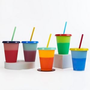 Handy 16oz Plastic Color Changing Cup With Straw 26