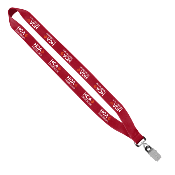 3/4" Polyester Lanyard with Sewn Silver Metal Split-Ring 118