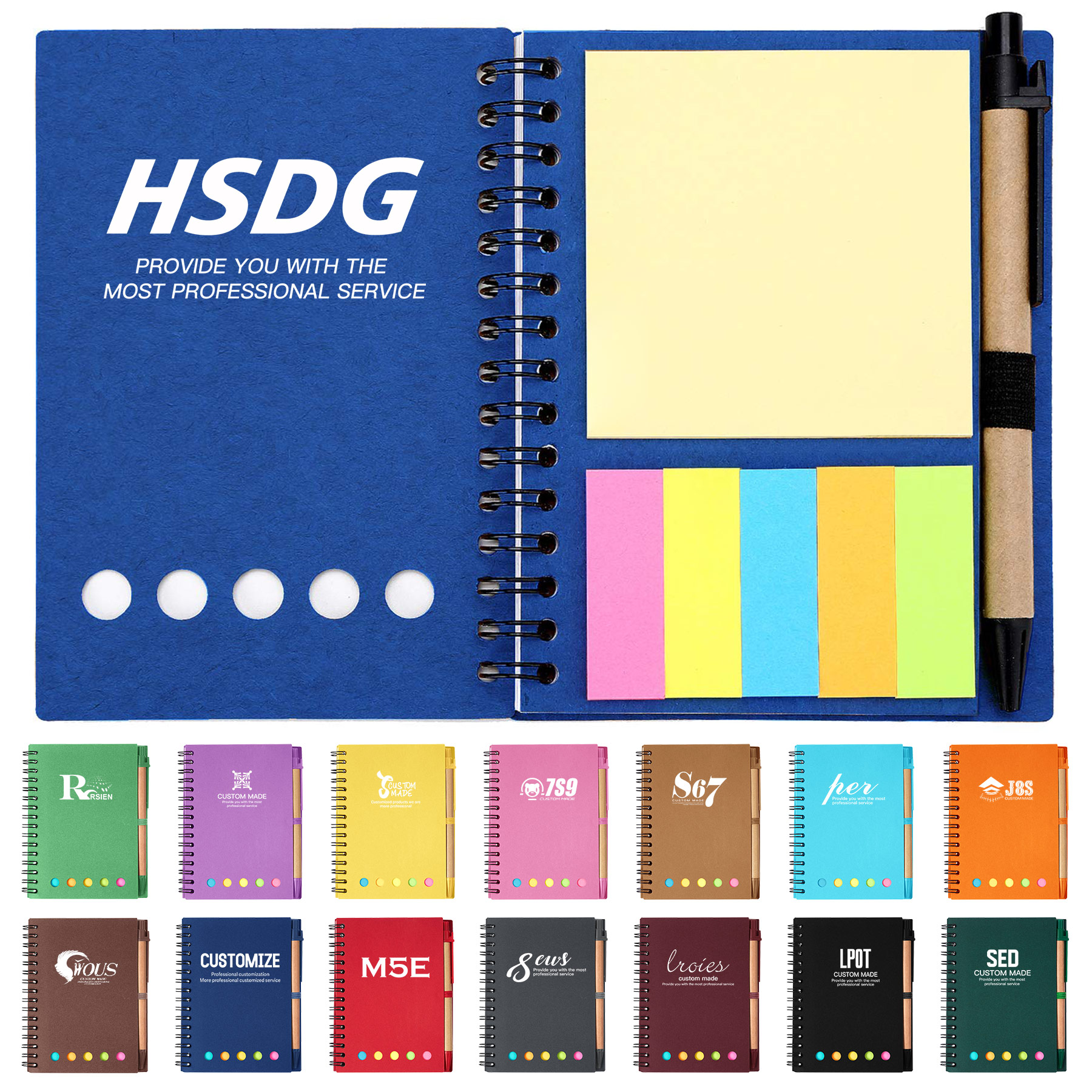Spiral Notebook With Pen And sticky Notes 9