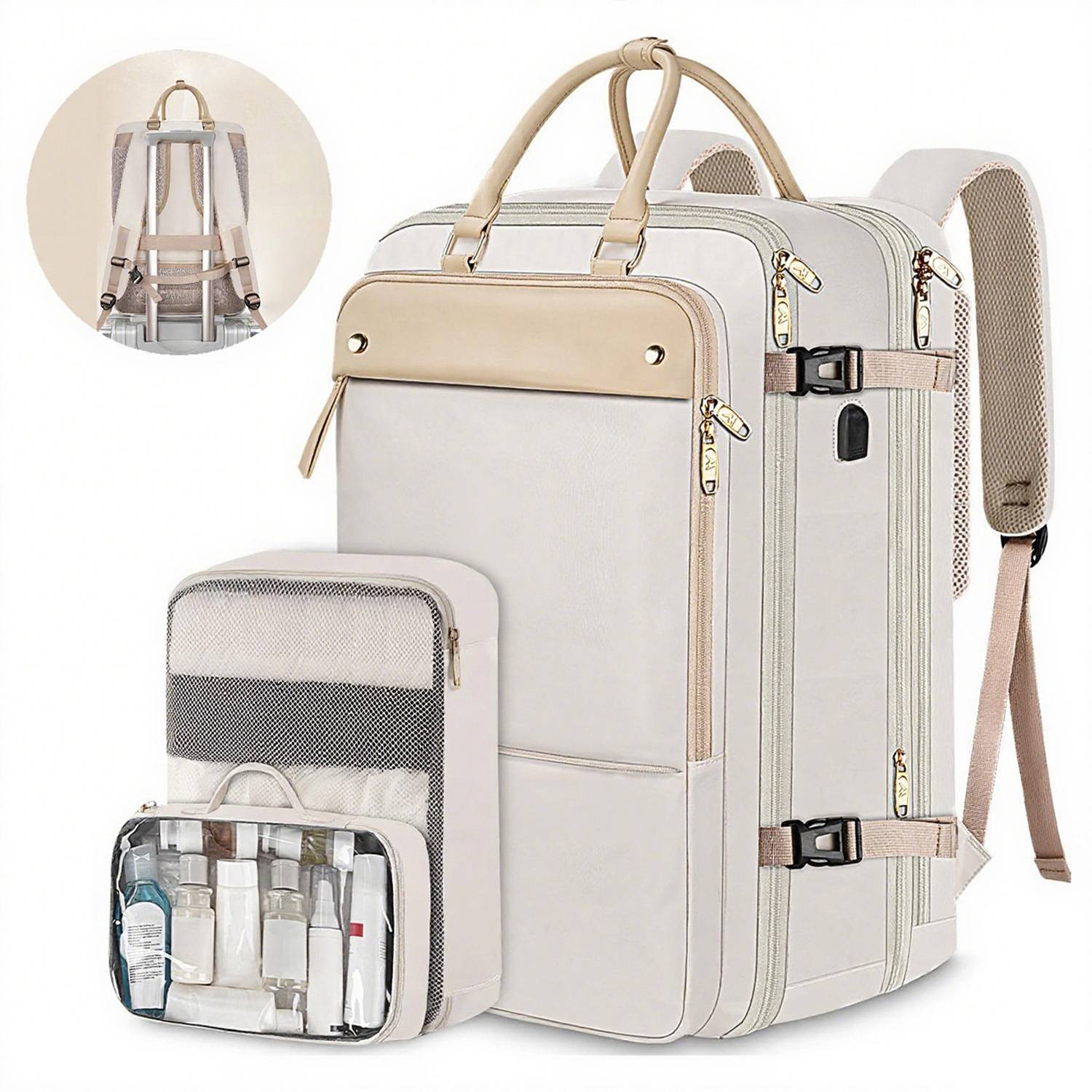 Large Capacity Nylon Travel Backpack w/ USB Port 6