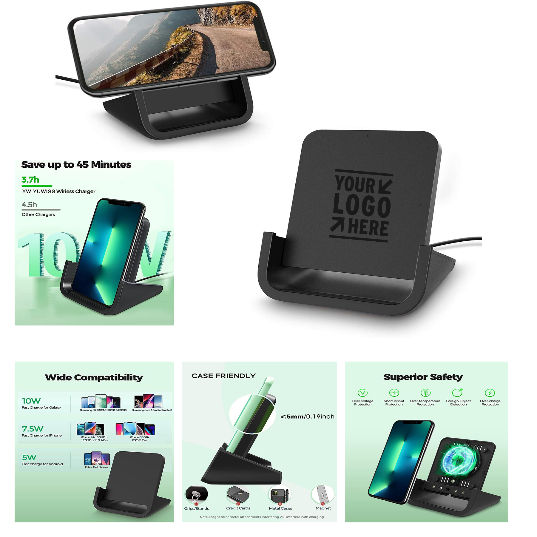 10/7.5/5W Wireless Charging Stand Cordless Charger 1