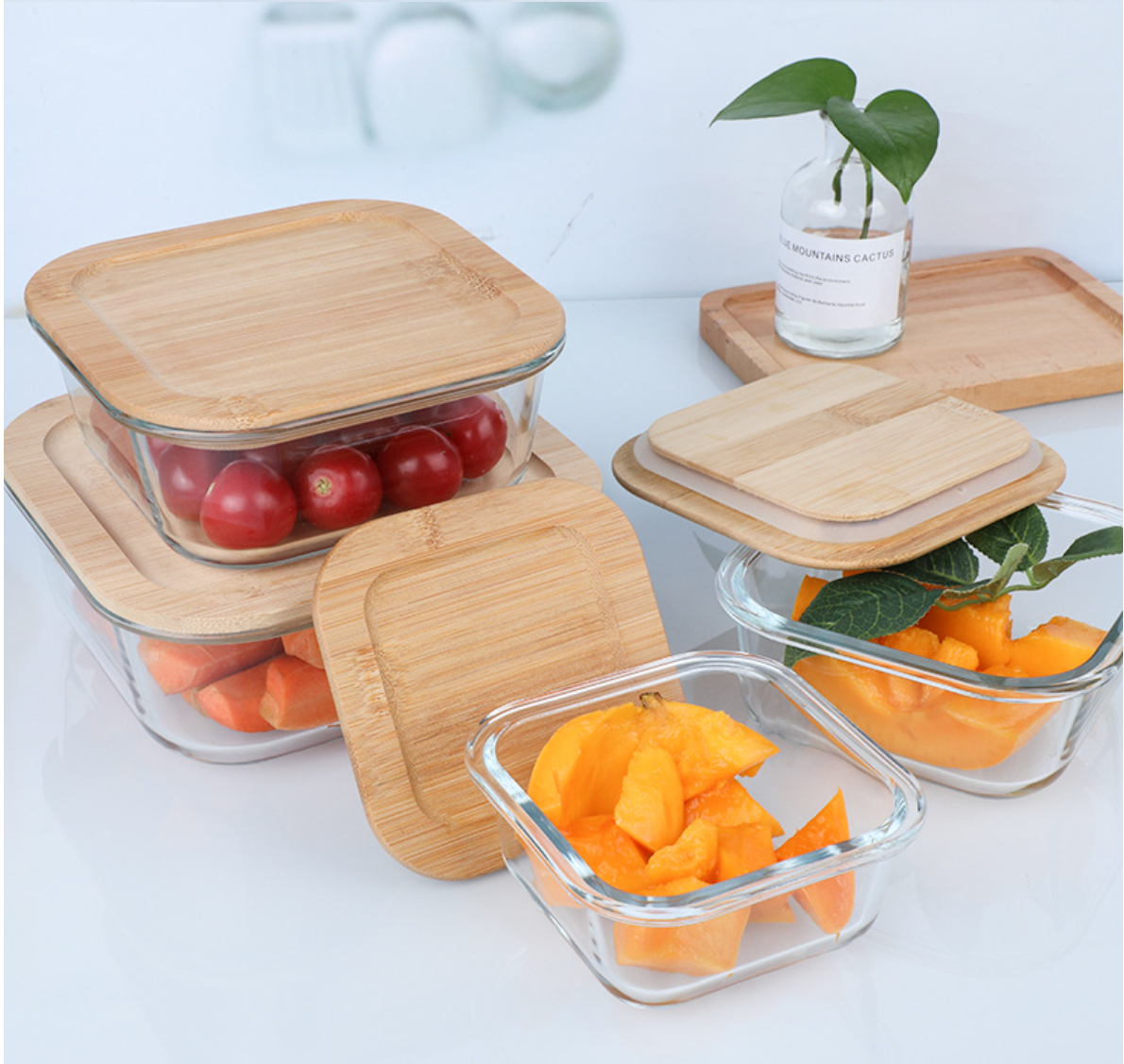 Glass Food Storage Container with Bamboo Lid 3