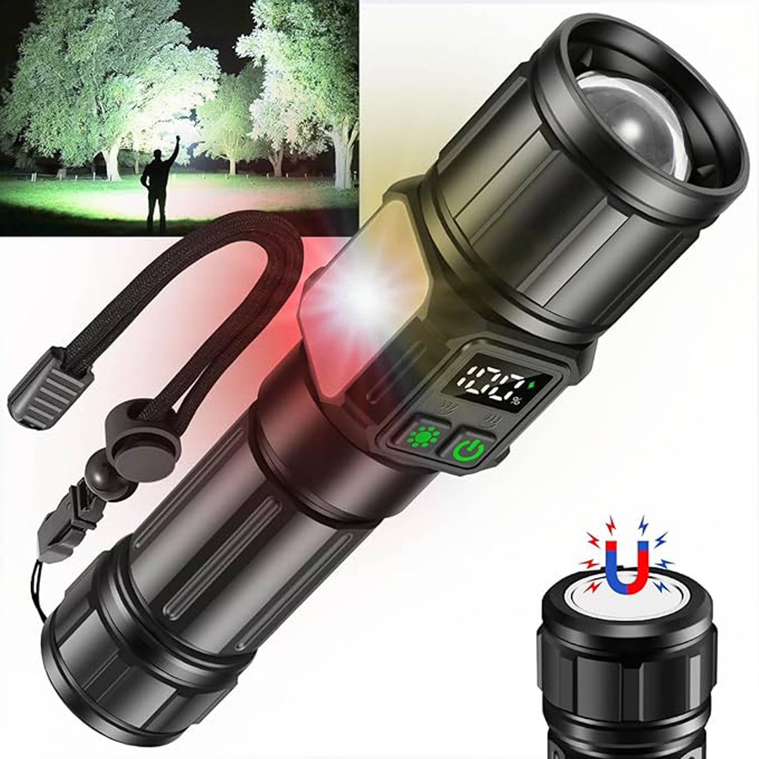 Adjustable Laser Flashlight w/ Digital Display&Magnetic Base 2