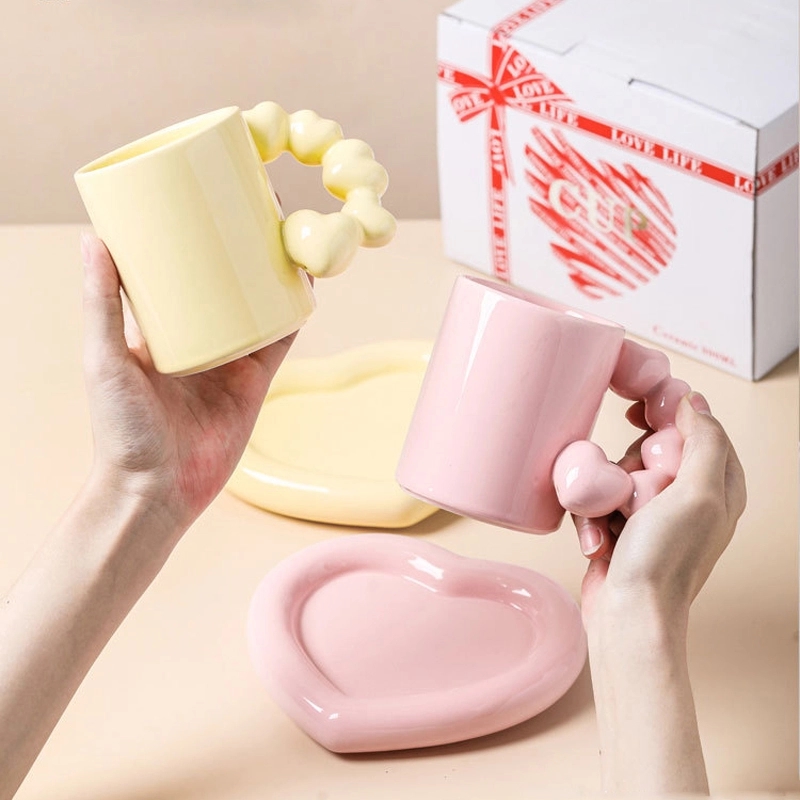 Custom 10 OZ. Ceramic Tea Cup Coffee Mug with Saucer Set 14