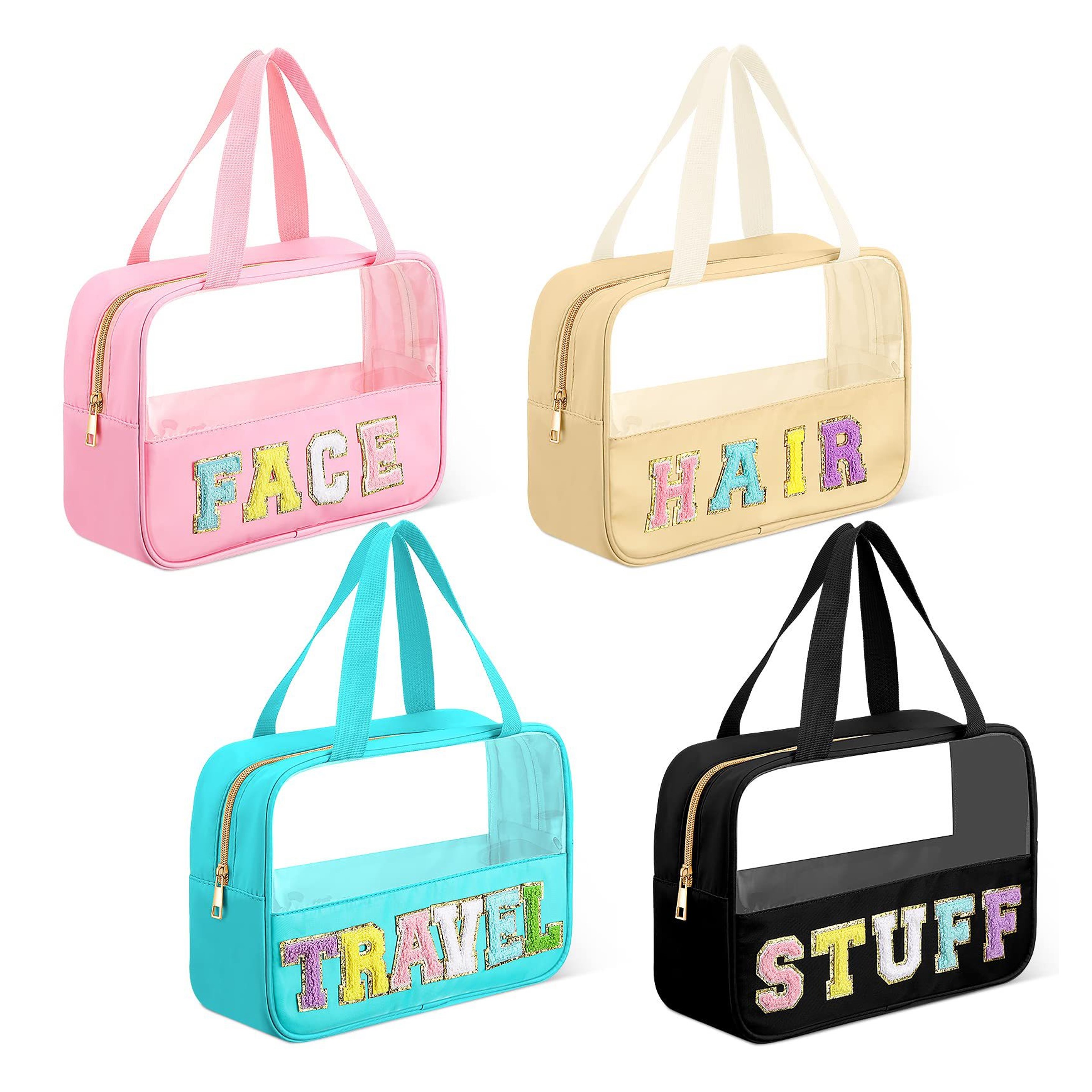Chenille Letter Cosmetic Bag with Handle (direct import) 4