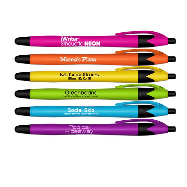 iWriter Silhouette Neon Stylus & Retractable Ballpoint Pen Combo