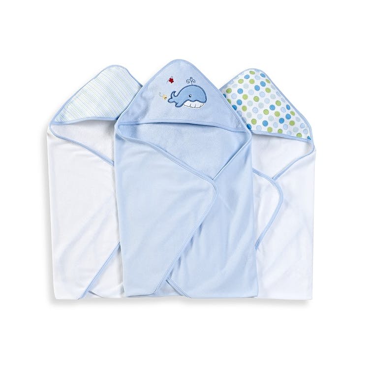 Terry Baby Hooded Towels - Blue Whale 3 Pack 1