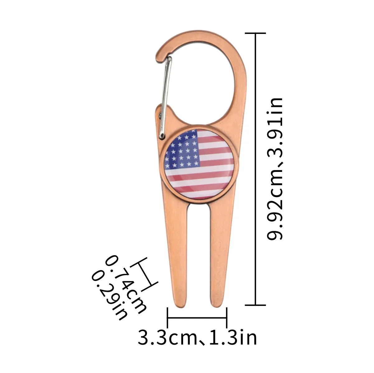 Carabiner Golf Divot Repair Tool With Magnetic Ball Marker 5