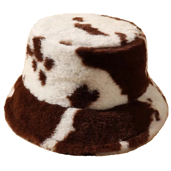 Stock Print Faux Fur Bucket Hat with Custom Logo 4